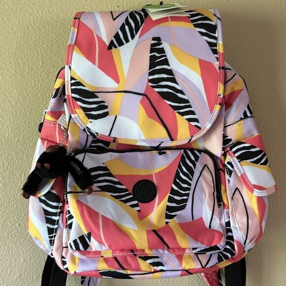 NEW Kipling Abstract Leave City Pack Backpack - Picture 5 of 7